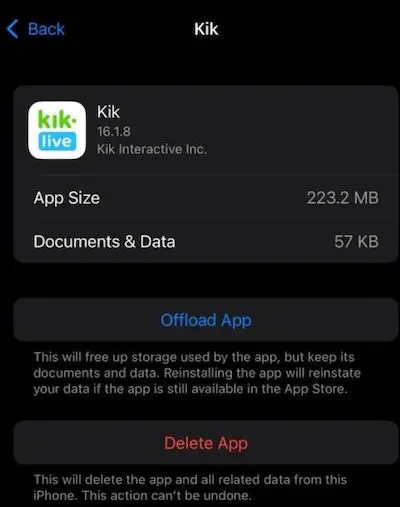 Kik Showing Unread Messages but None There - Clear cache of the Kik App