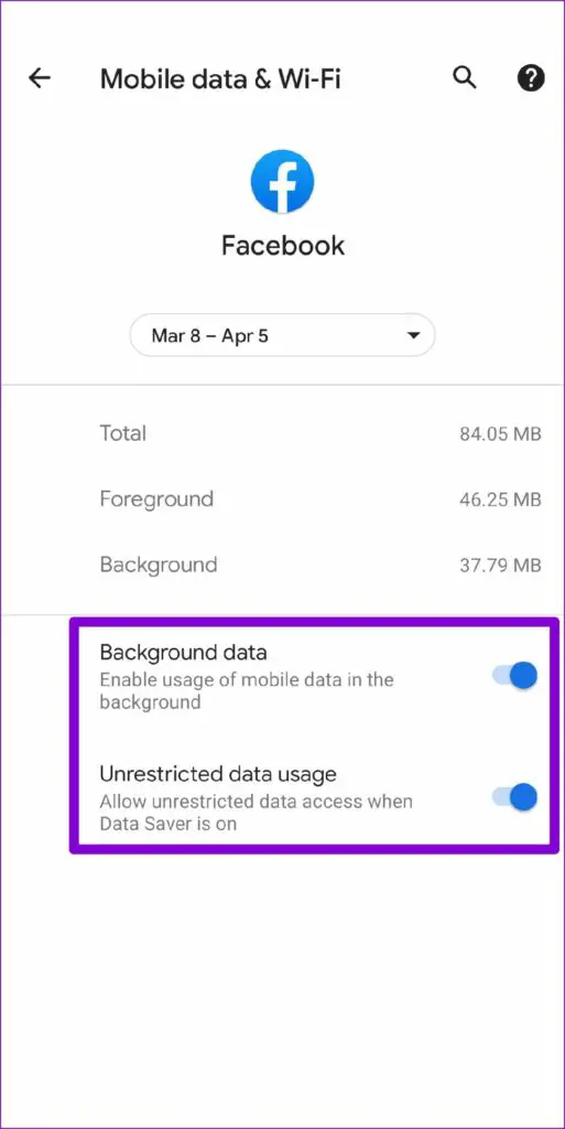 Fix Facebook Pictures not Loading or Showing - Allow Facebook to Use Unrestricted Data