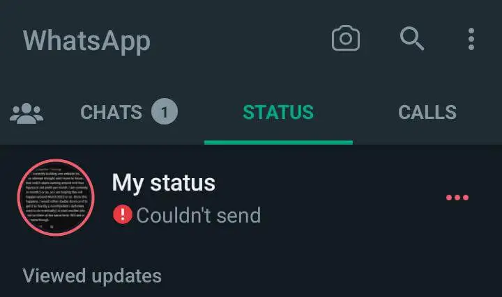 WhatsApp Status not Uploading, Working, or Couldn't Send