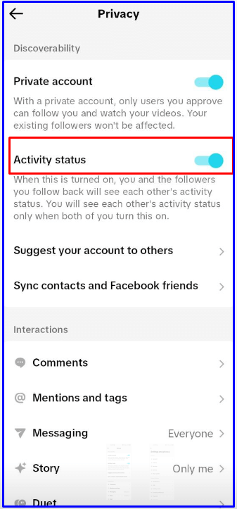 How to turn on or off active status on TikTok