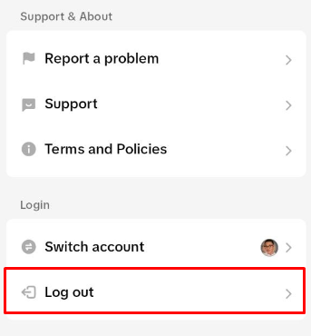 how to fix TikTok Not Showing Friends Videos - log out