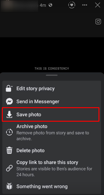 Facebook save story