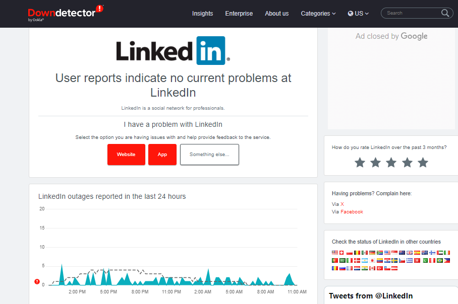 How to fix LinkedIn Not Receiving Verification Code Email - check if LinkedIn is down