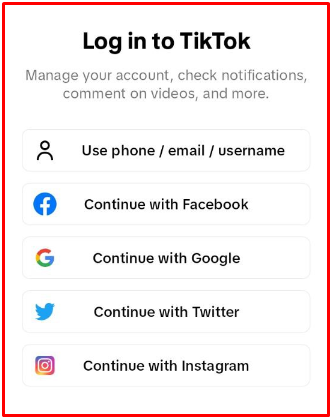 can't log in to Tiktok - log in with Google or social media