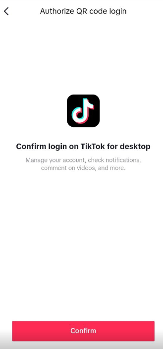 How to Log Into TikTok with QR Code - confirm