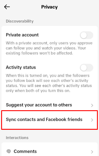 To sync your contacts on TikTok