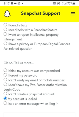 How to Restore a temporarily Locked Snapchat Account
