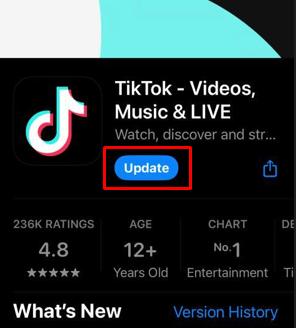 Fix TikTok Sound Not Working - update the app